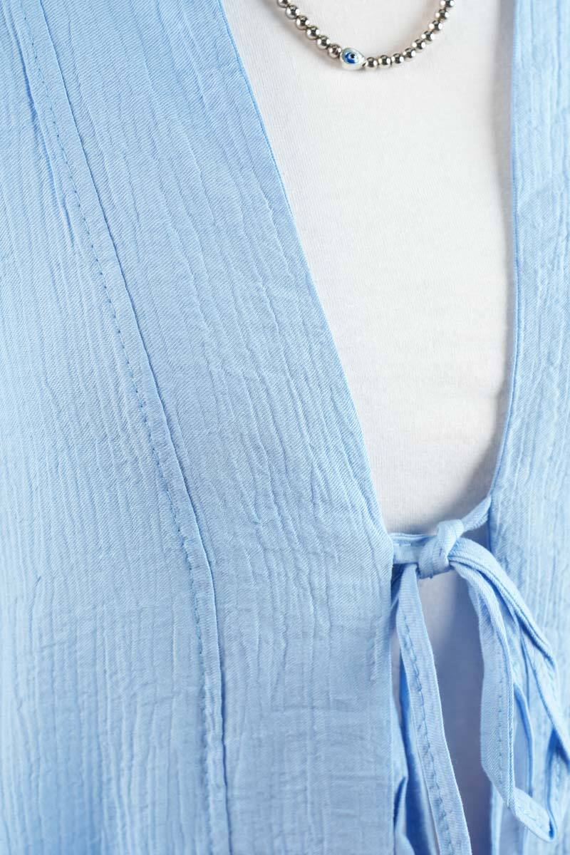 Tesettür Takım Önden 2 Bağlamalı Çilek 2'li Takım Mavi - 5