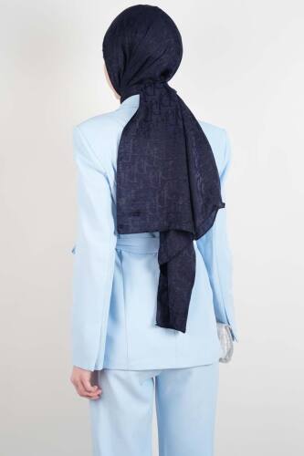 Tesettür Takım Tek Düğmeli Yaka Kıvrık Blazer İkili Takım Mavi - 3