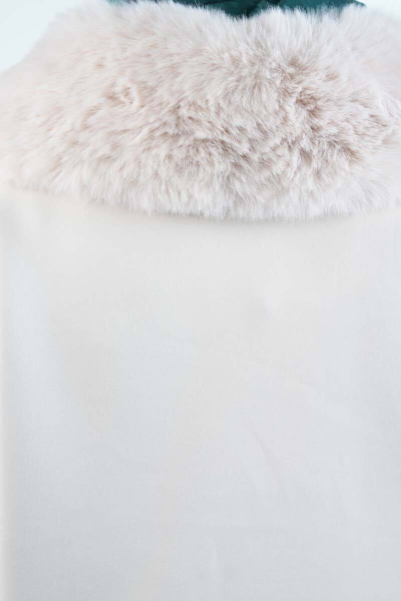 Tesettür Takım Yaka Kürklü Kısa ceketli Etekli Takım Krem - 4