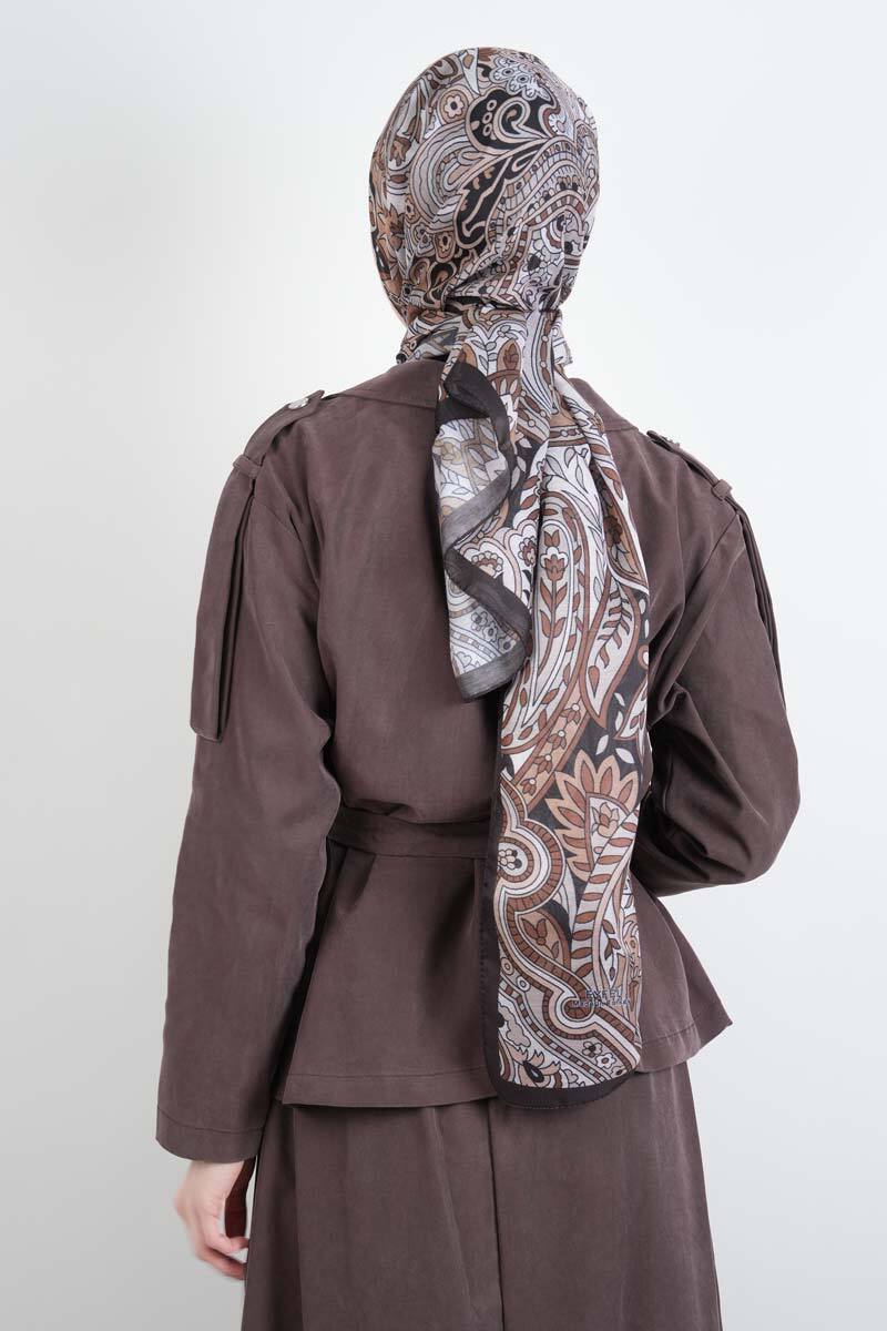 Tesettür Takım Yandan Fermuarlı Tansel Etekli İkili Takım Kahverengi - 3