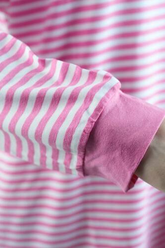 Tesettür Tunik İnce Çizgili Penye Tunik Açık Pembe - 5