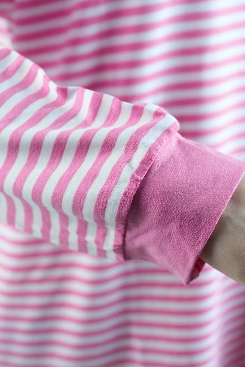 Tesettür Tunik İnce Çizgili Penye Tunik Açık Pembe - 5