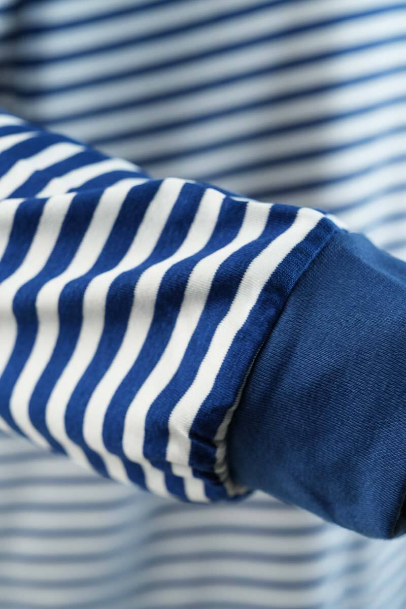 Tesettür Tunik İnce Çizgili Penye Tunik İndigo Mavi - 5