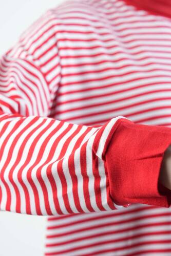 Tesettür Tunik İnce Çizgili Penye Tunik Kırmızı - 5