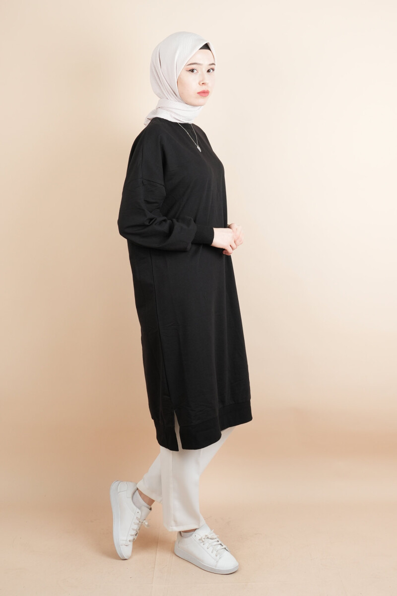 Tesettür Uzun Sweat Basic Soul Amblemli Sweat Siyah - 3