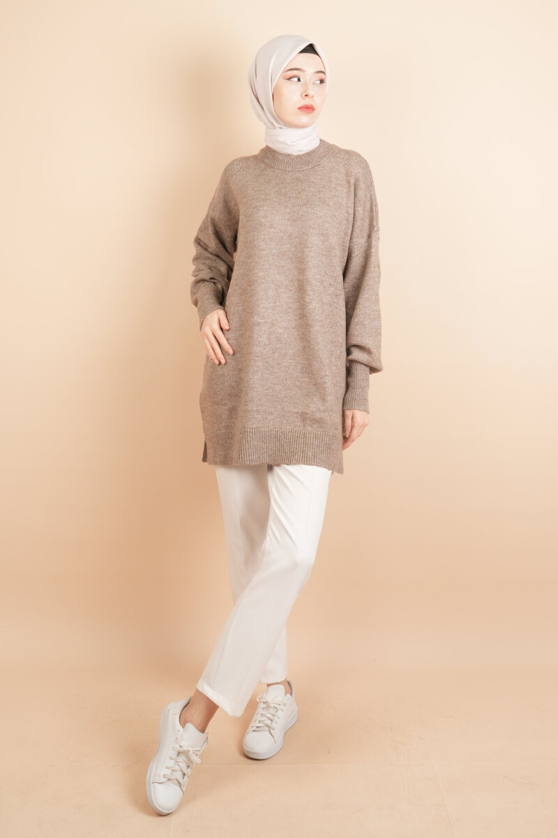 Yumoş Tesettür Tunik Basic Düz Tunik Kahverengi - 2