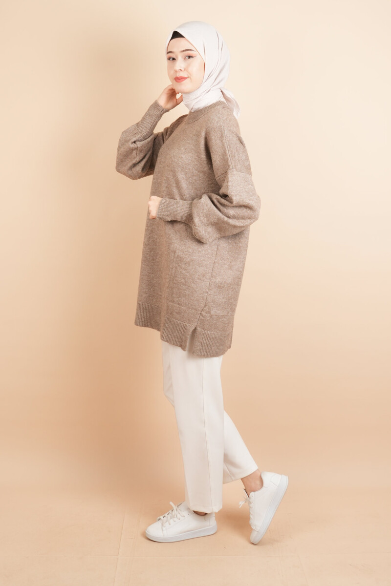 Yumoş Tesettür Tunik Basic Düz Tunik Kahverengi - 3
