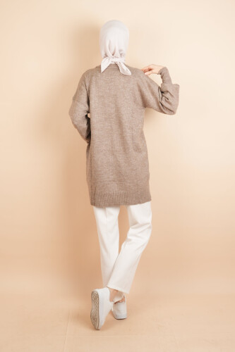 Yumoş Tesettür Tunik Basic Düz Tunik Kahverengi - 4