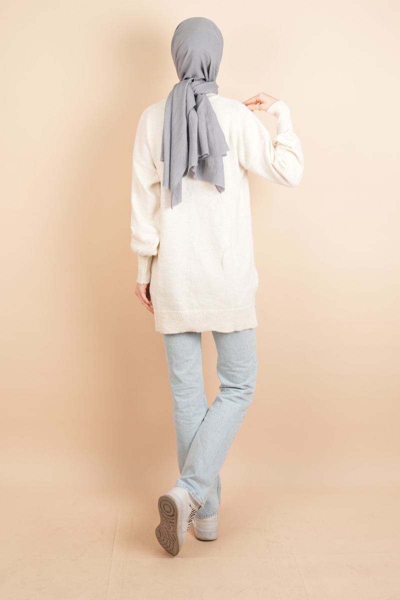 Yumoş Tesettür Tunik Basic Düz Tunik Kazak Bej - 4