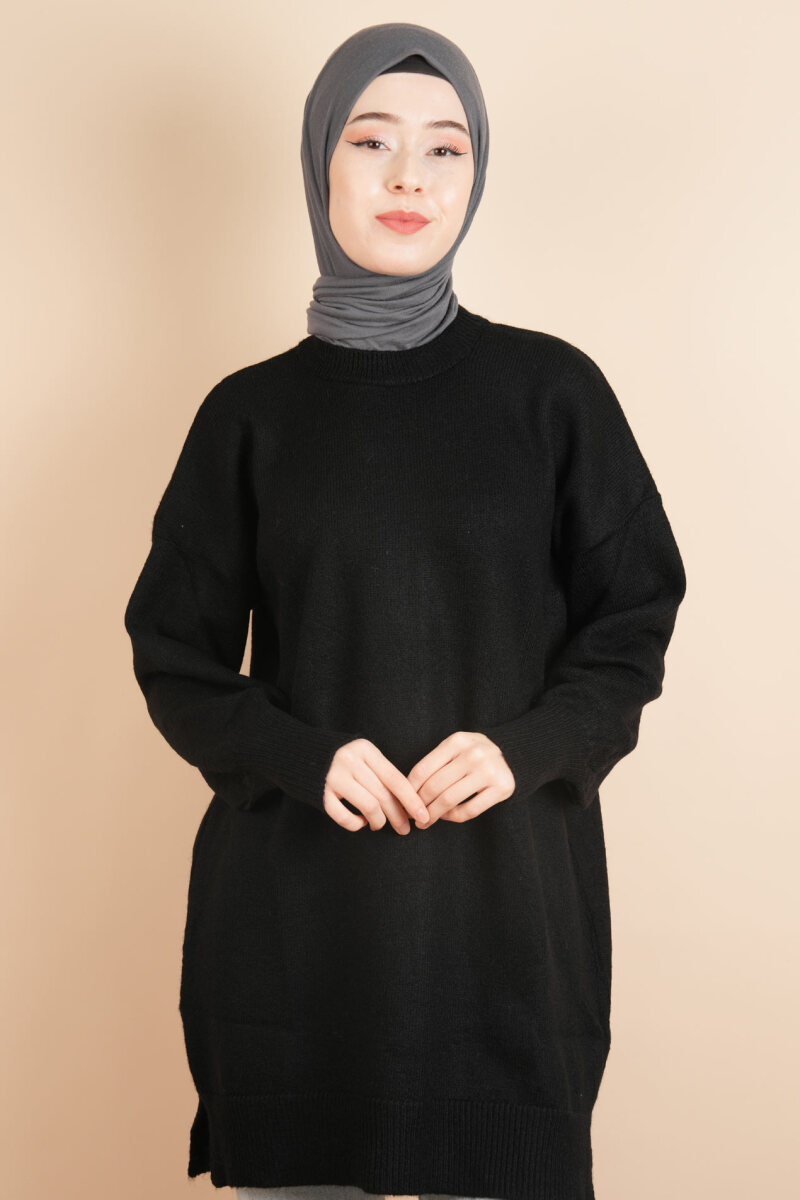 Yumoş Tesettür Tunik Basic Düz Tunik Siyah - 1